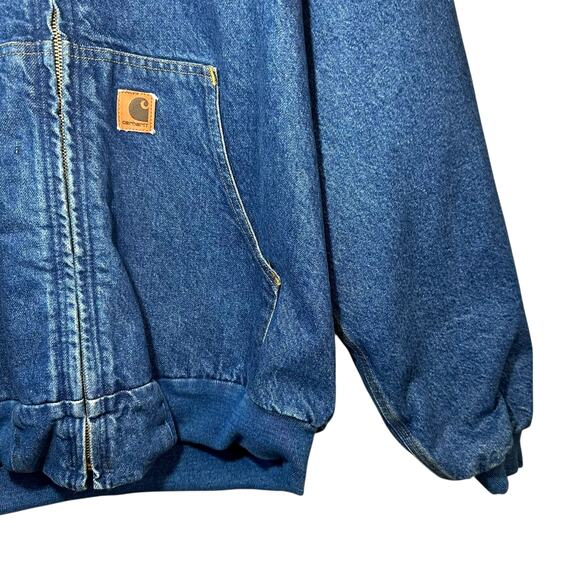 Vintage CARHARTT J139 DST Jacket Denim Hooded Jean Blanket ASAP Rocky 90s Large - Picture 6 of 16